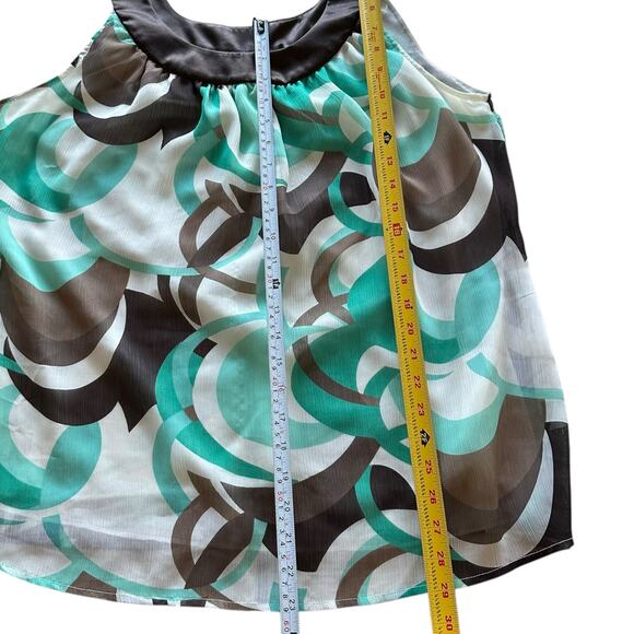 Womens Top Size 18 Teal Cream Brown Geometric Workwear Professional Career - Picture 4 of 8